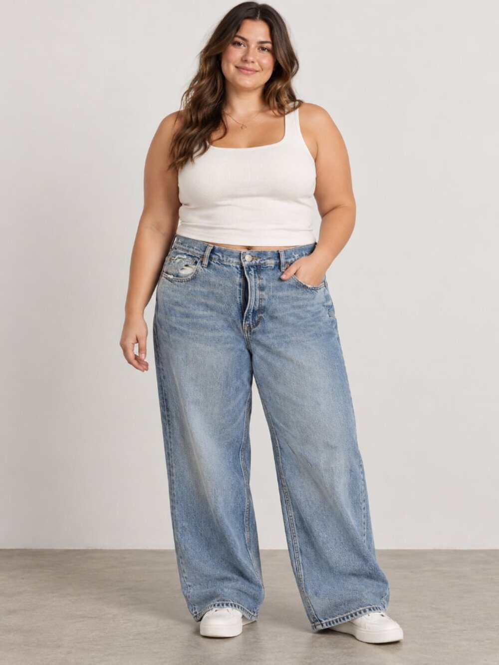 American Eagle Baggy Jean Size 18 Regular Light Wash Distressed Wide Leg
